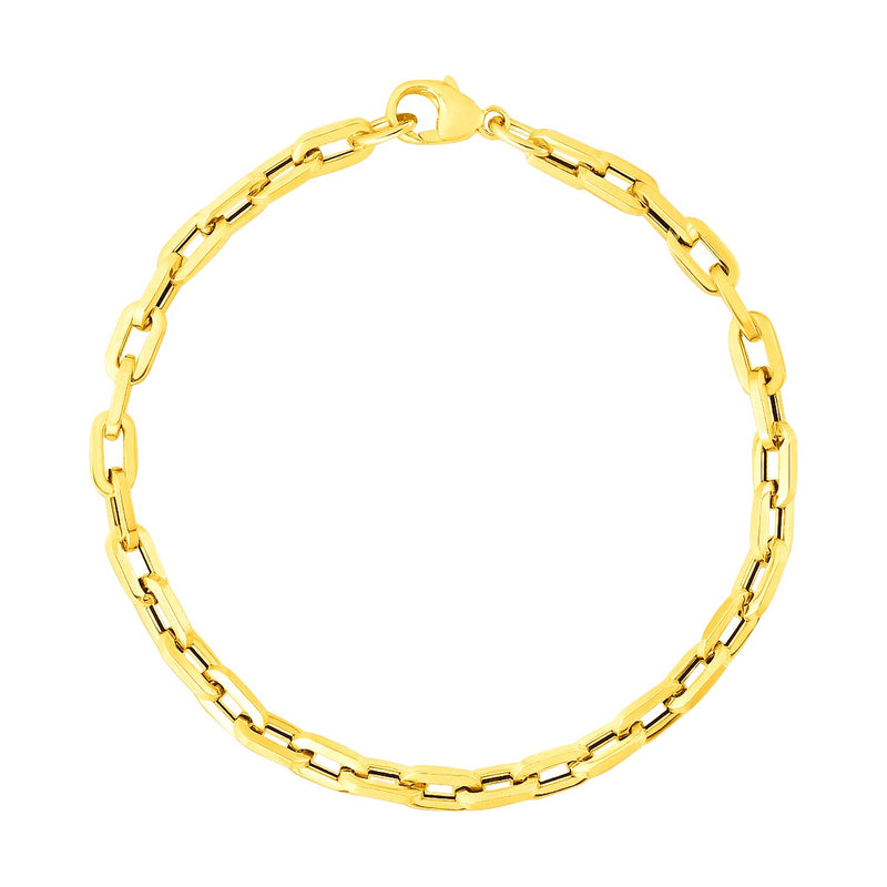 14k Yellow Gold 7 1/2 inch Paperclip Chain Bracelet with Three Diamond Links - Premium Bracelets - Just $782.99! Shop now at Pulse Designer Fashion