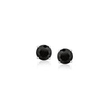 14k White Gold Stud Earrings with Black 5mm Faceted Cubic Zirconia - Premium Earrings - Just $97.99! Shop now at Pulse Designer Fashion