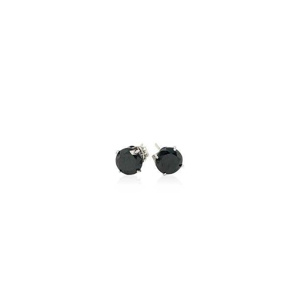 14k White Gold Stud Earrings with Black 5mm Faceted Cubic Zirconia - Premium Earrings - Just $97.99! Shop now at Pulse Designer Fashion