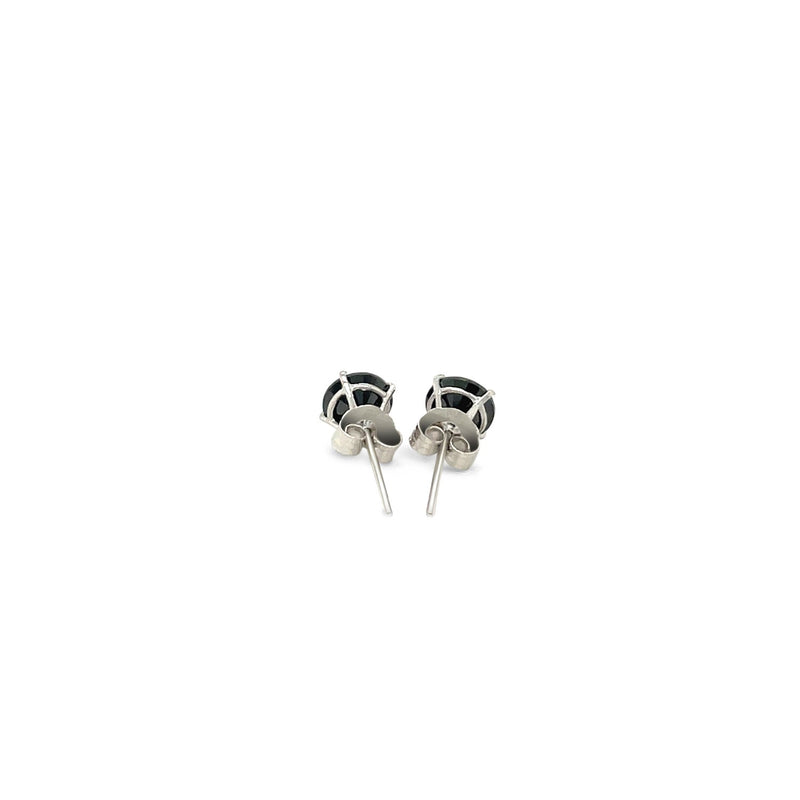 14k White Gold Stud Earrings with Black 5mm Faceted Cubic Zirconia - Premium Earrings - Just $97.99! Shop now at Pulse Designer Fashion