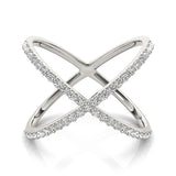 14k White Gold X Style Thin Ring with Diamonds (1/2 cttw) - Premium Rings - Just $2273.99! Shop now at Pulse Designer Fashion