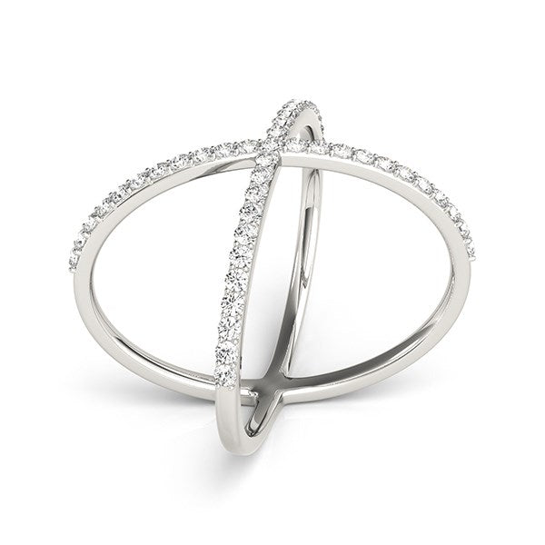 14k White Gold X Style Thin Ring with Diamonds (1/2 cttw) - Premium Rings - Just $2273.99! Shop now at Pulse Designer Fashion