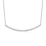 Sterling Silver Curved Bar Necklace with Cubic Zirconias - Premium Necklaces - Just $64.99! Shop now at Pulse Designer Fashion