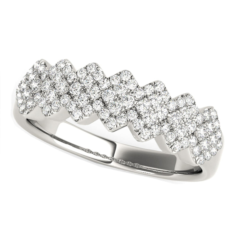 Diamond Studded Wide Multi-Diagonal Pattern Ring in 14k White Gold (5/8 cttw) - Premium Rings - Just $2501.99! Shop now at Pulse Designer Fashion