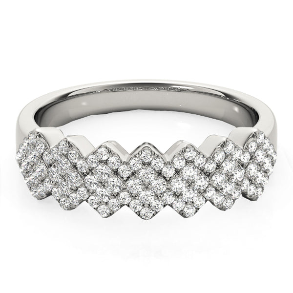 Diamond Studded Wide Multi-Diagonal Pattern Ring in 14k White Gold (5/8 cttw) - Premium Rings - Just $2501.99! Shop now at Pulse Designer Fashion