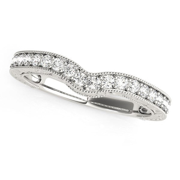 14k White Gold Bead Border Curved Diamond Wedding Band (1/4 cttw) - Premium Rings - Just $1313.99! Shop now at Pulse Designer Fashion