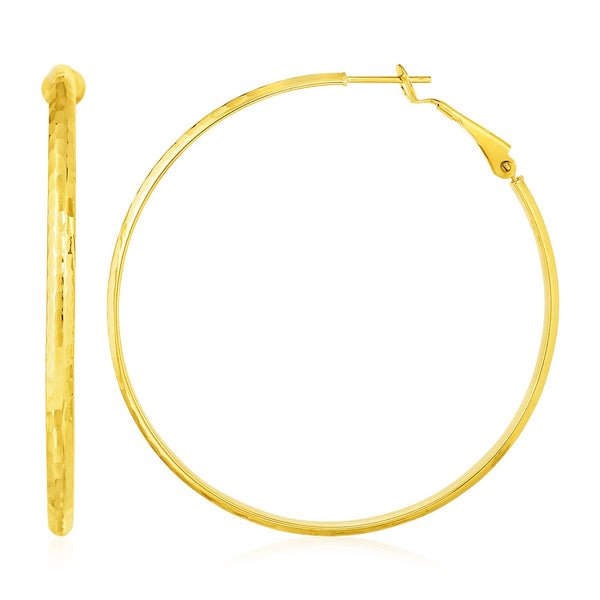 14k Yellow Gold Large Textured Round Hoop Earrings - Premium Earrings - Just $751.99! Shop now at Pulse Designer Fashion