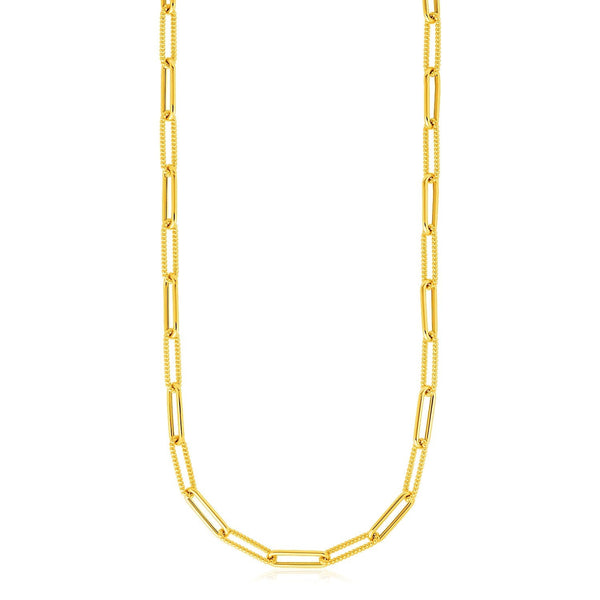 14k Yellow Gold Textured Paperclip Chain (3.5mm) - Premium Chains - Just $1345.99! Shop now at Pulse Designer Fashion