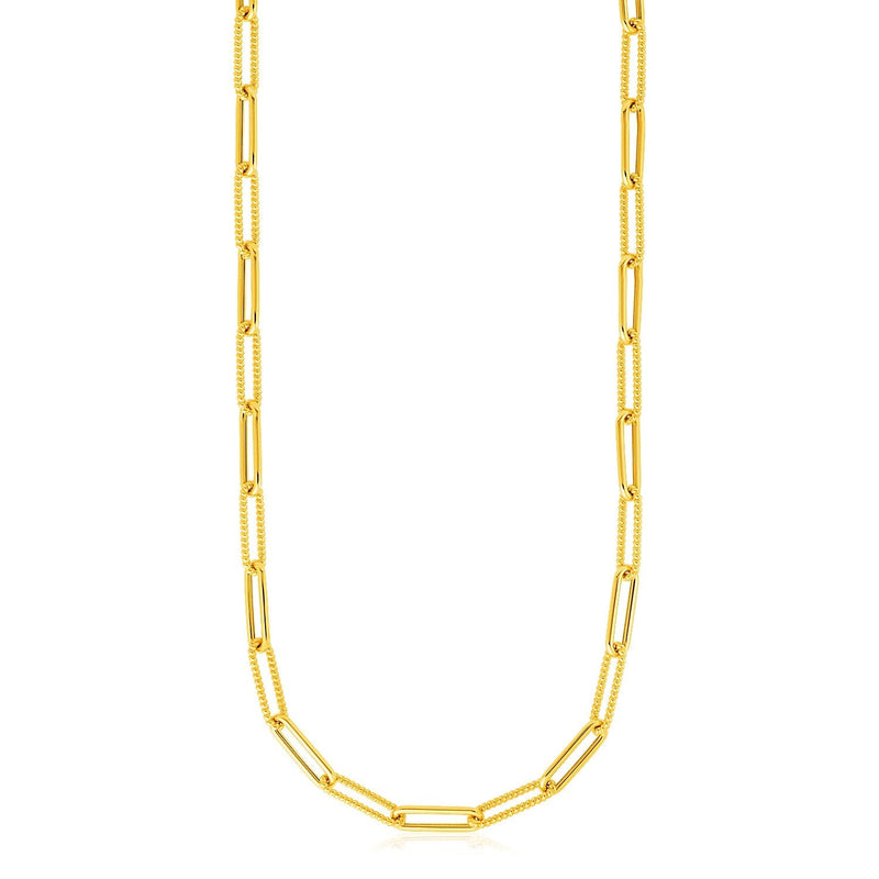 14k Yellow Gold Textured Paperclip Chain (3.5mm) - Premium Chains - Just $1345.99! Shop now at Pulse Designer Fashion