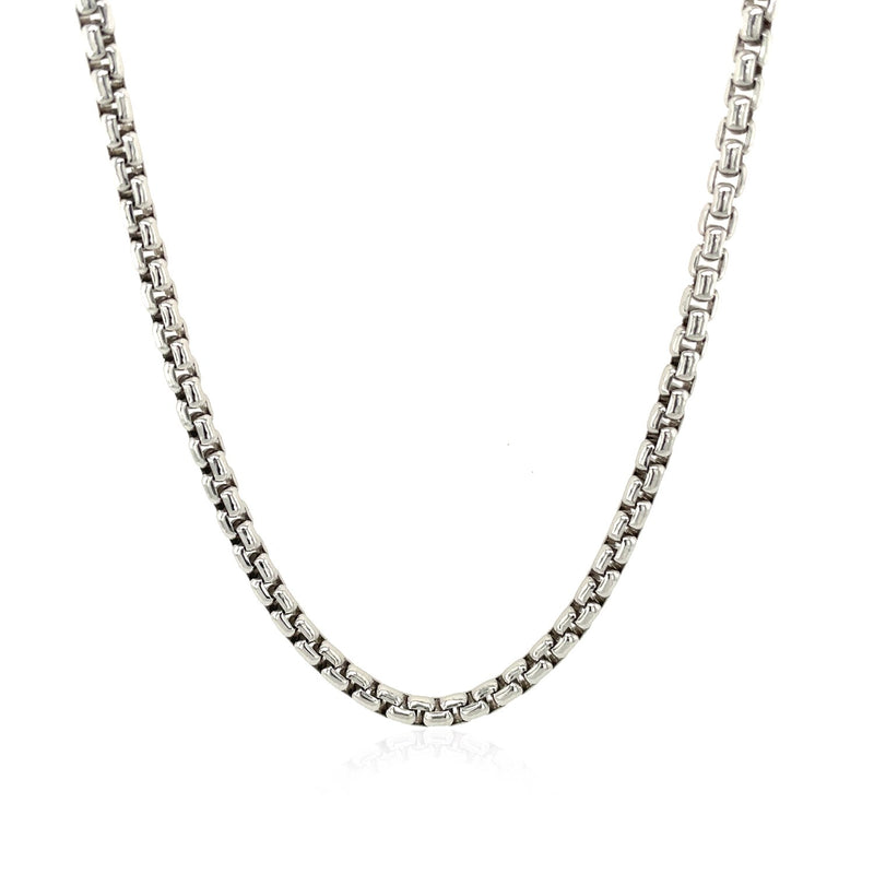 3.0mm Sterling Silver Rhodium Plated Round Box Chain - Premium Chains - Just $188.99! Shop now at Pulse Designer Fashion