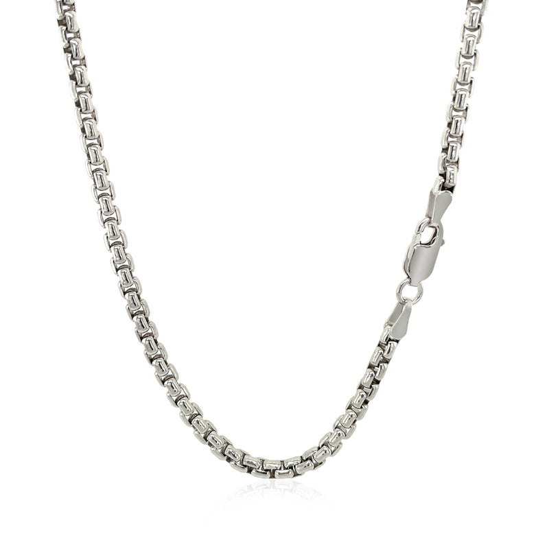 3.0mm Sterling Silver Rhodium Plated Round Box Chain - Premium Chains - Just $188.99! Shop now at Pulse Designer Fashion