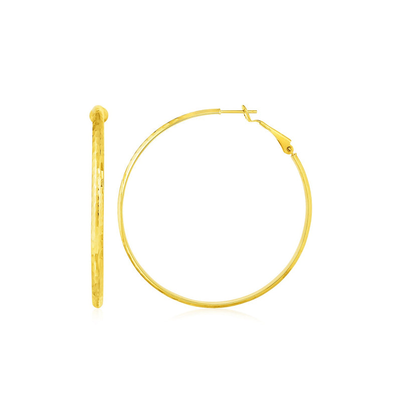 14k Yellow Gold Large Textured Round Hoop Earrings - Premium Earrings - Just $627.99! Shop now at Pulse Designer Fashion