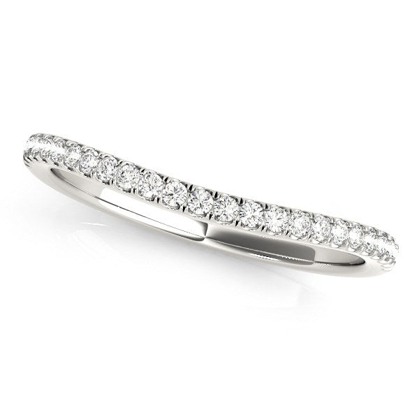 14k White Gold Pave Setting Style Curved Wedding Band (1/10 cttw) - Premium Rings - Just $970.99! Shop now at Pulse Designer Fashion