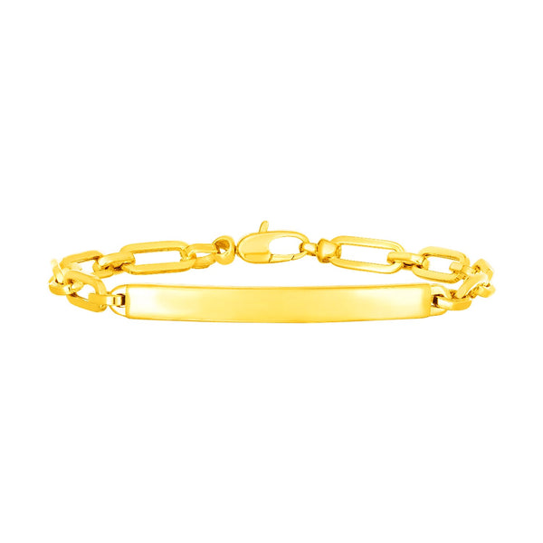 14K Yellow Gold Paperclip Chain ID Bracelet - Premium Bracelets - Just $1133.99! Shop now at Pulse Designer Fashion