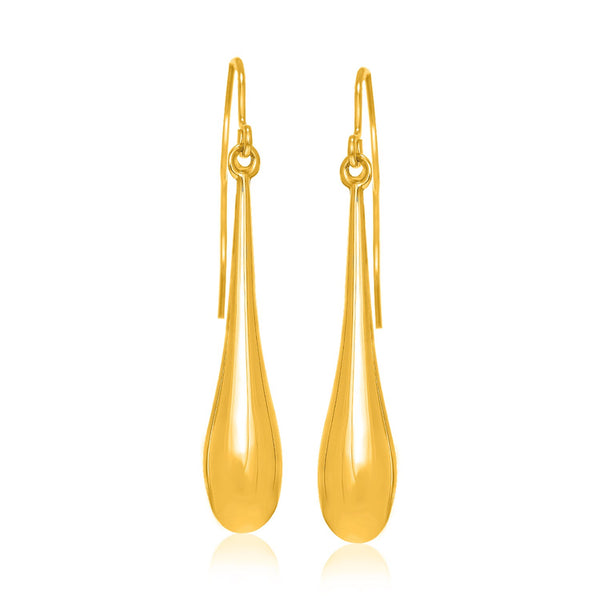 14k Yellow Gold Long Polished Teardrop Dangling Earrings - Premium Earrings - Just $261.99! Shop now at Pulse Designer Fashion