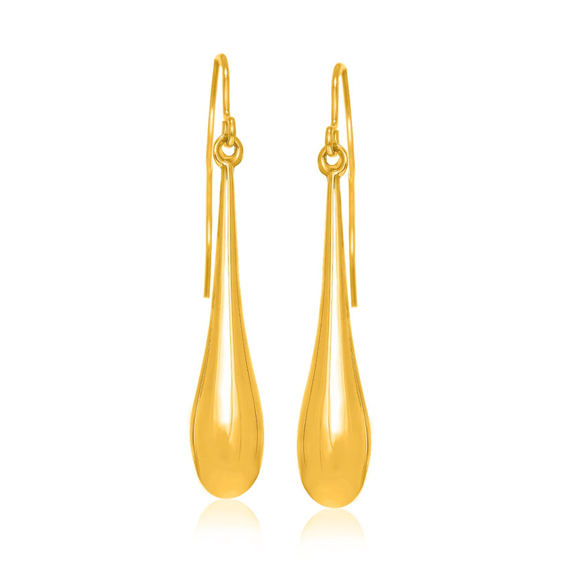 14k Yellow Gold Long Polished Teardrop Dangling Earrings - Premium Earrings - Just $261.99! Shop now at Pulse Designer Fashion