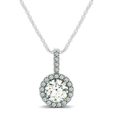 14k White Gold Diamond Halo Round Style Pendant (5/8 cttw) - Premium Necklaces - Just $3187.99! Shop now at Pulse Designer Fashion