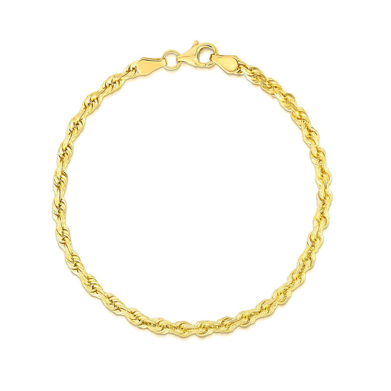 4.0mm 10k Yellow Gold Solid Diamond Cut Rope Bracelet - Premium Bracelets - Just $910.99! Shop now at Pulse Designer Fashion