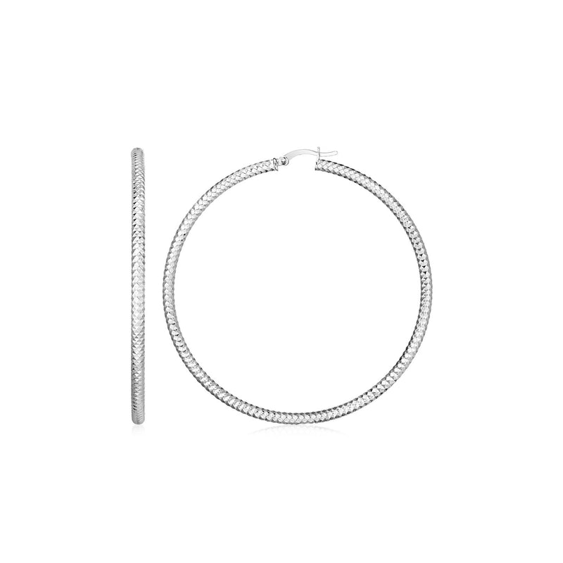 Sterling Silver Large Hoop Earrings with Braid Texture - Premium Earrings - Just $67.99! Shop now at Pulse Designer Fashion