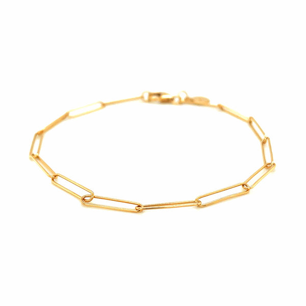 14k Yellow Gold Wire Paperclip Bracelet (2.7mm) - Premium Bracelets - Just $376.99! Shop now at Pulse Designer Fashion