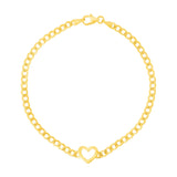 14k Yellow Gold 7 inch Curb Chain Bracelet with Heart - Premium Bracelets - Just $451.99! Shop now at Pulse Designer Fashion