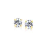 14k Yellow Gold Stud Earrings with White Hue Faceted Cubic Zirconia - Premium Earrings - Just $95.99! Shop now at Pulse Designer Fashion