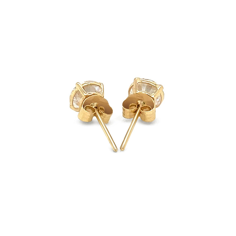 14k Yellow Gold Stud Earrings with White Hue Faceted Cubic Zirconia - Premium Earrings - Just $95.99! Shop now at Pulse Designer Fashion