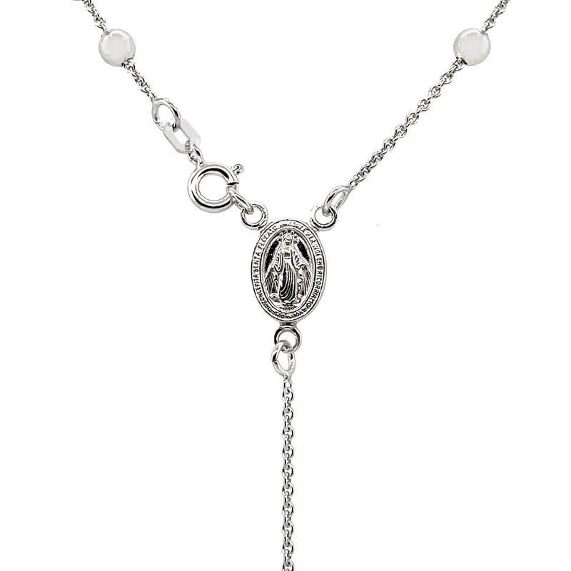 Polished Rosary Chain and Bead Necklace in Sterling Silver - Premium Necklaces - Just $200.99! Shop now at Pulse Designer Fashion