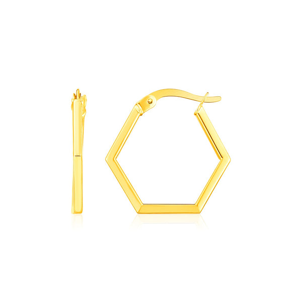 14K Yellow Gold Hexagon Shaped Hoop Earrings - Premium Earrings - Just $313.99! Shop now at Pulse Designer Fashion