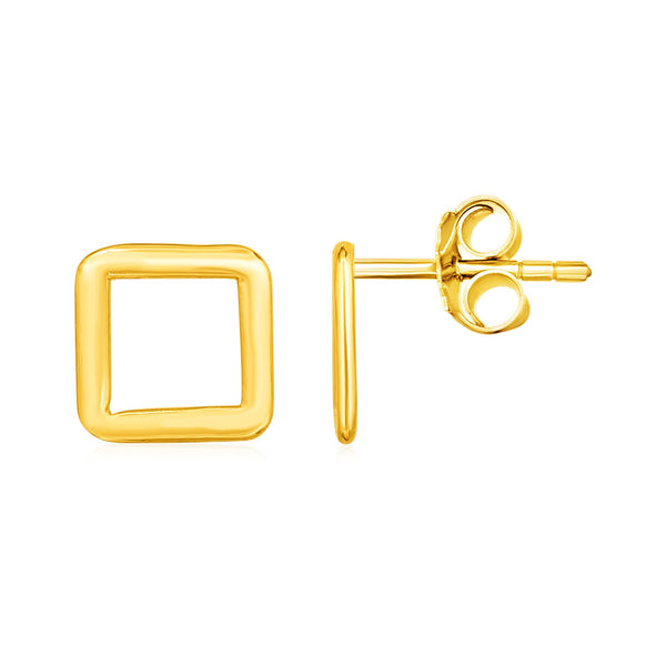 14k Yellow Gold Post Earrings with Open Squares - Premium Earrings - Just $182.99! Shop now at Pulse Designer Fashion