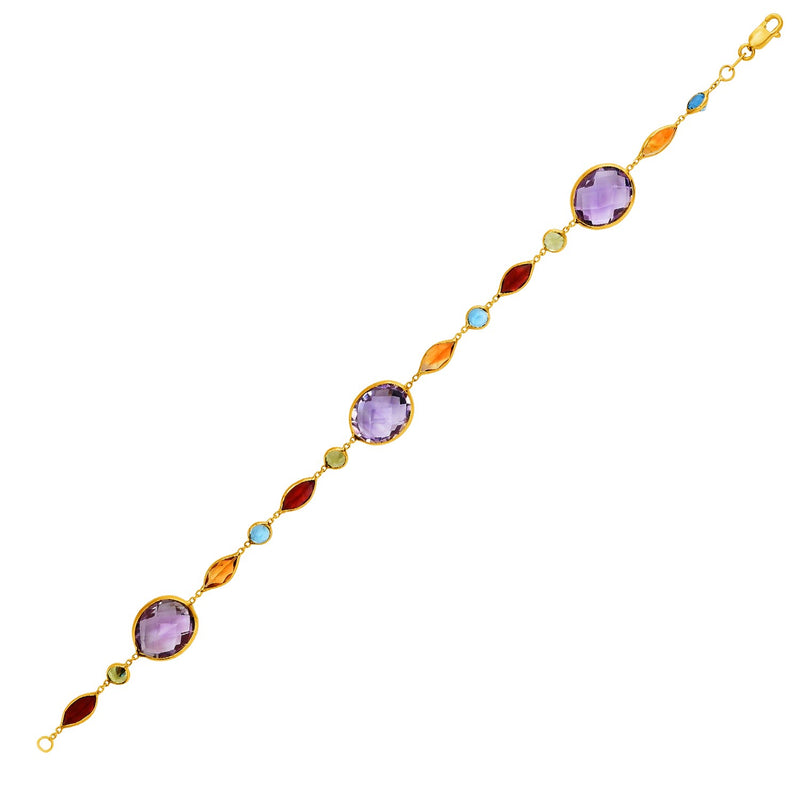 14k Yellow Gold Bracelet with Multi-Colored Stones - Premium Bracelets - Just $887.99! Shop now at Pulse Designer Fashion