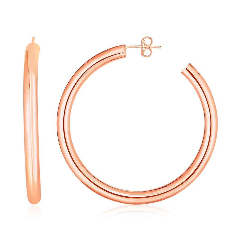 14k Rose Gold Polished Hoop Earrings - Premium Earrings - Just $814.99! Shop now at Pulse Designer Fashion