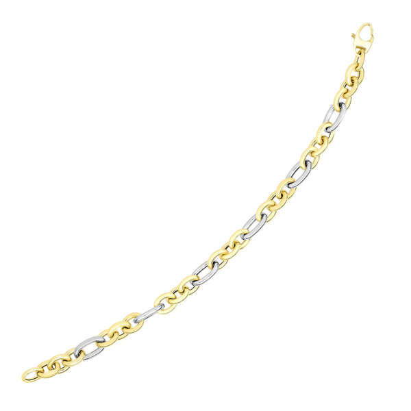 14k Two-Tone Gold Long and Short Style Oval Link Bracelet - Premium Bracelets - Just $1101.99! Shop now at Pulse Designer Fashion