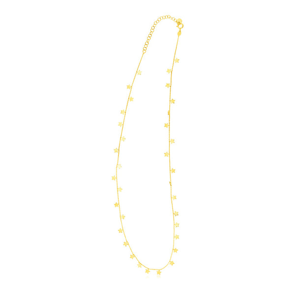 14K Yellow Gold Necklace with Dangling Stars - Premium Necklaces - Just $424.99! Shop now at Pulse Designer Fashion