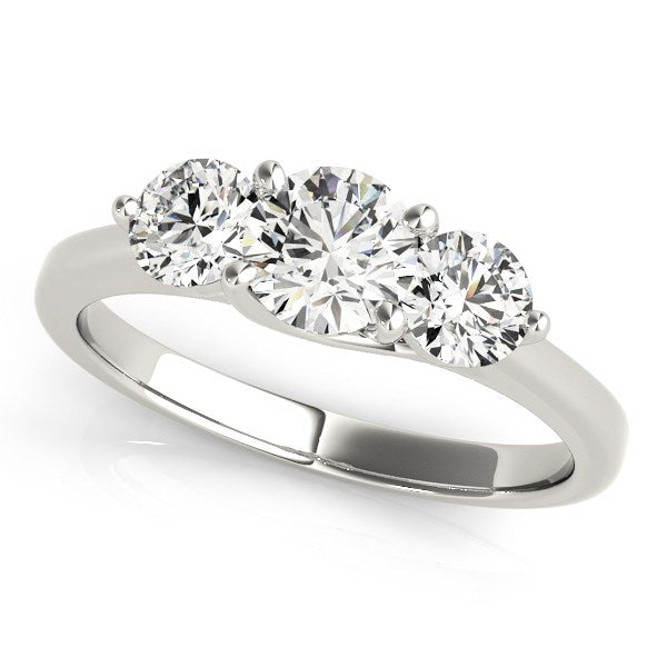 14k White Gold Classic 3 Stone Round Diamond Engagement Ring (1 cttw) - Premium Rings - Just $4615.99! Shop now at Pulse Designer Fashion