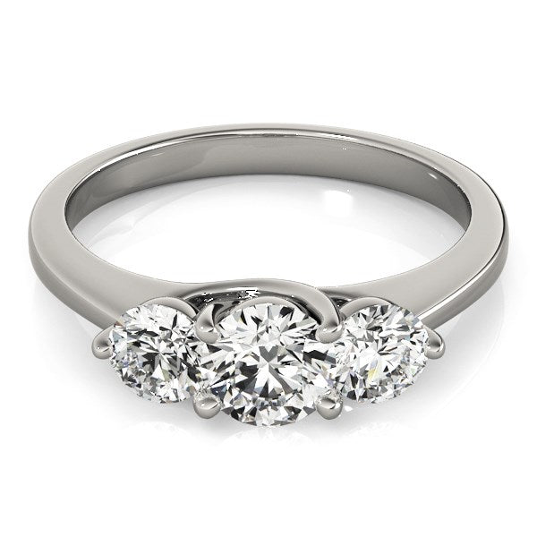 14k White Gold Classic 3 Stone Round Diamond Engagement Ring (1 cttw) - Premium Rings - Just $4615.99! Shop now at Pulse Designer Fashion