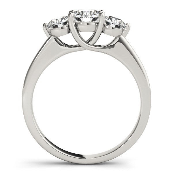 14k White Gold Classic 3 Stone Round Diamond Engagement Ring (1 cttw) - Premium Rings - Just $4615.99! Shop now at Pulse Designer Fashion