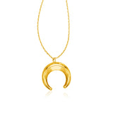 14k Yellow Gold 17 inch Necklace with Domed Moon Motif Pendant - Premium Necklaces - Just $474.99! Shop now at Pulse Designer Fashion