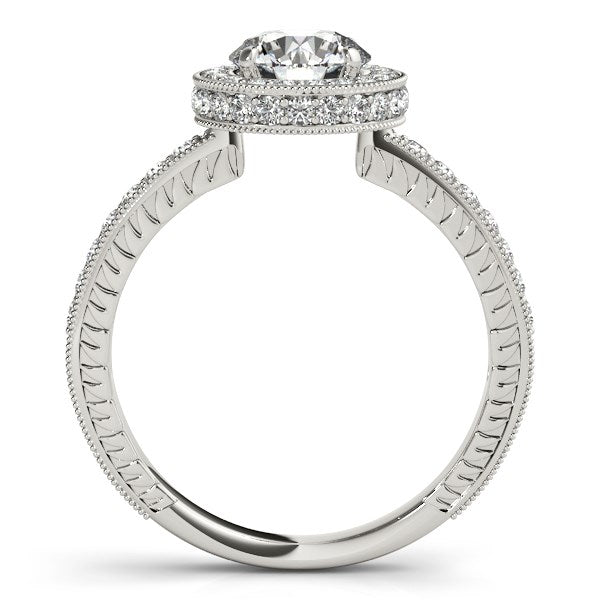 14k White Gold Milgrain Border Diamond Pave Engagement Ring (1 1/2 cttw) - Premium Rings - Just $11411.99! Shop now at Pulse Designer Fashion