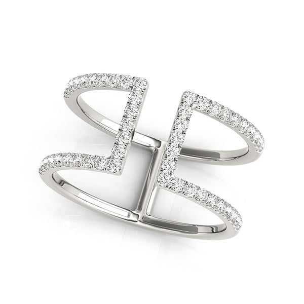 14k White Gold Modern Dual Band Style Diamond Ring (1/2 cttw) - Premium Rings - Just $2273.99! Shop now at Pulse Designer Fashion