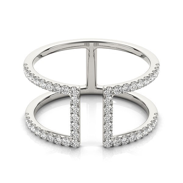 14k White Gold Modern Dual Band Style Diamond Ring (1/2 cttw) - Premium Rings - Just $2273.99! Shop now at Pulse Designer Fashion