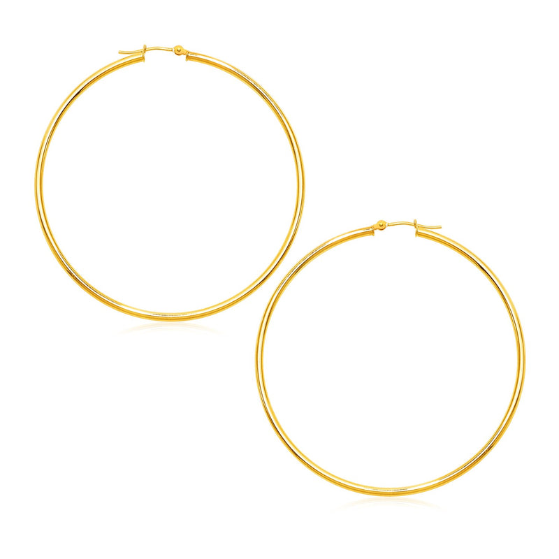 14k Yellow Gold Polished Large Round Hoop Earrings - Premium Earrings - Just $636.99! Shop now at Pulse Designer Fashion