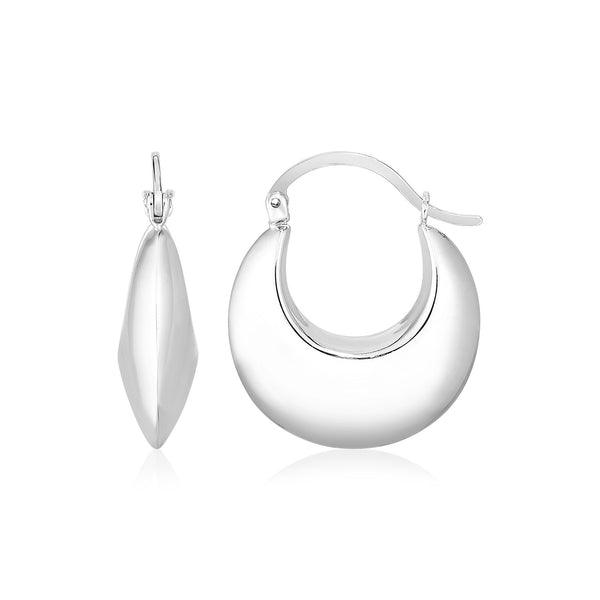 Sterling Silver Polished Puffed Hoop Earrings - Premium Earrings - Just $100.99! Shop now at Pulse Designer Fashion