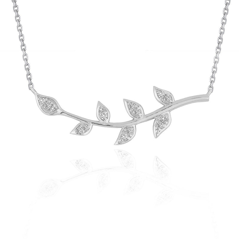 Diamond Vine Design Pendant in 14k White Gold - Premium Necklaces - Just $1054.99! Shop now at Pulse Designer Fashion