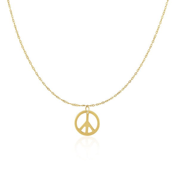 14k Yellow Gold with Peace Symbol Pendant - Premium Pendants - Just $185.99! Shop now at Pulse Designer Fashion