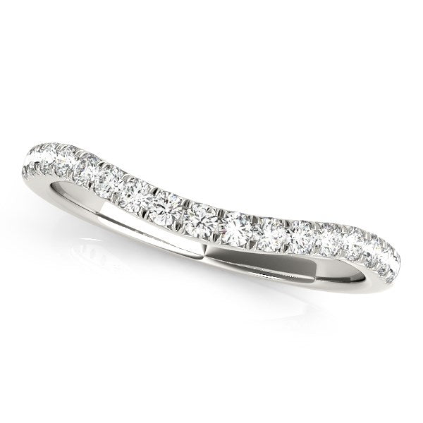 14k White Gold Pave Set Round Diamond Curved Wedding Band (1/4 cttw) - Premium Rings - Just $1256.99! Shop now at Pulse Designer Fashion