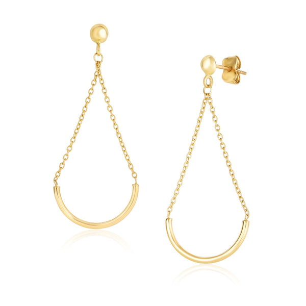 14k Yellow Gold Curved Chain Drop Earrings - Premium Earrings - Just $292.99! Shop now at Pulse Designer Fashion