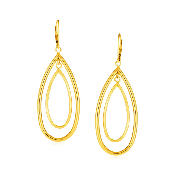 14k Yellow Gold Earrings with Teardrop Dangles - Premium Earrings - Just $652.99! Shop now at Pulse Designer Fashion