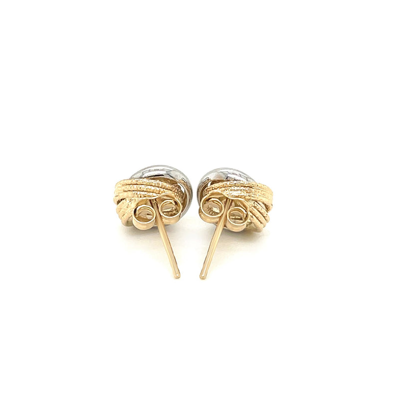 14k Two-Tone Gold Multi-Textured Open Circle Style Entwined Earrings - Premium Earrings - Just $348.99! Shop now at Pulse Designer Fashion