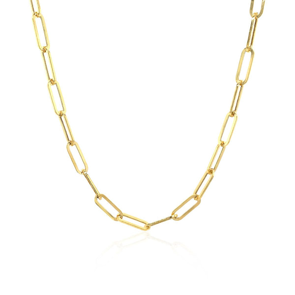 14K Yellow Gold Wide Paperclip Chain (3.3mm) - Premium Chains - Just $592.99! Shop now at Pulse Designer Fashion